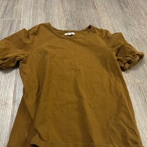 Madewell Short Sleeve Crewneck Top - Mustard Brown